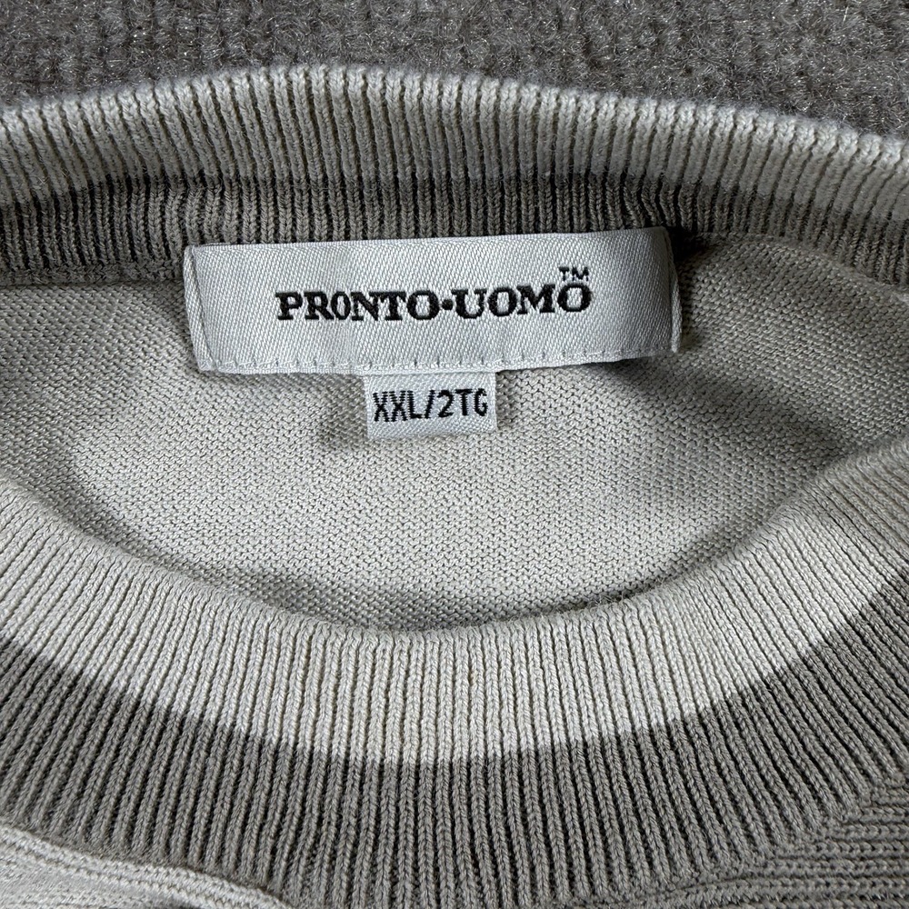 Pronto Uomo Mens 70%Silk Sweater XXLBeige Pullover Lightweight Long Sleeve Crew - Picture 3 of 6